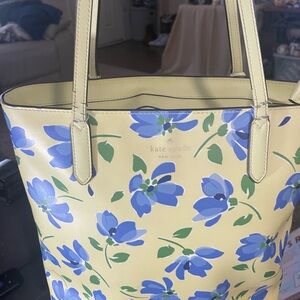 kate spade Yellow Tote with Blue Floral Print